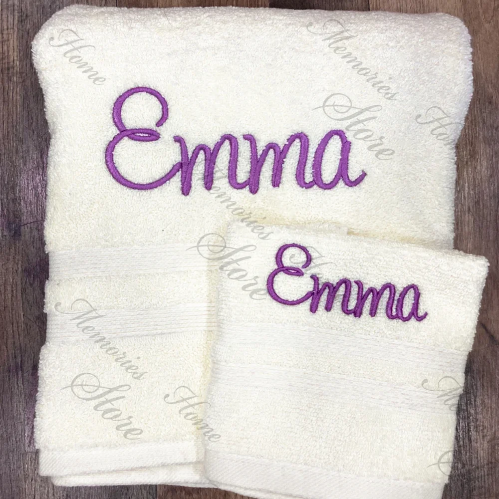 Personalized Embroidered Name Cotton Towels Home Hotel HandBath Towel Set Text High Quality Travel Solid Color Towels bath towels cotton towel