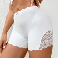 Sexy Lace Sports Yoga Shorts Women's Ice Silk Panties Seamless Large Size Flat Angle Briefs Mid Waist Short Pants