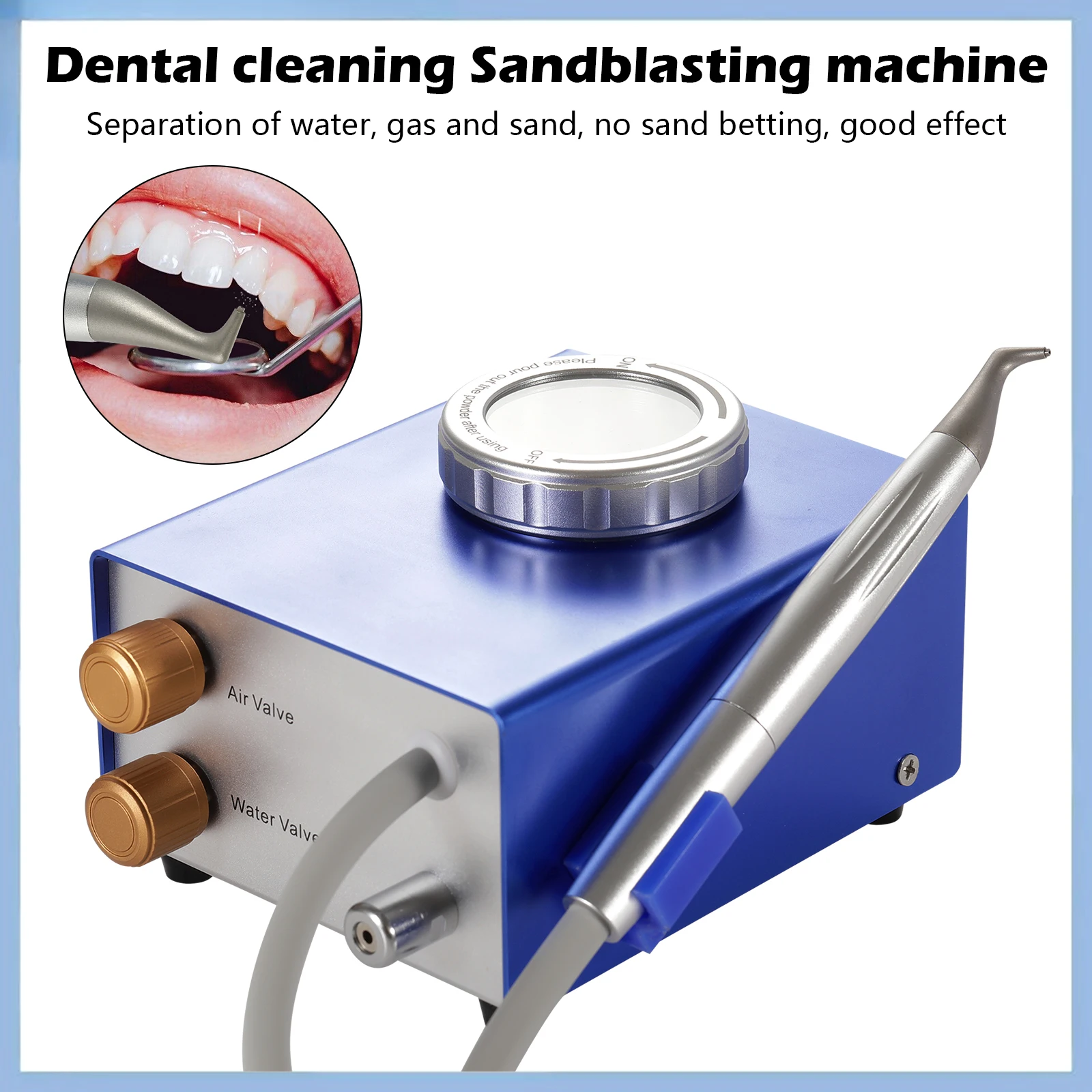 Dental Sandblasting Machine Adjustable Pressure Air Water Prophy Polishing Teeth Cleaning Tools