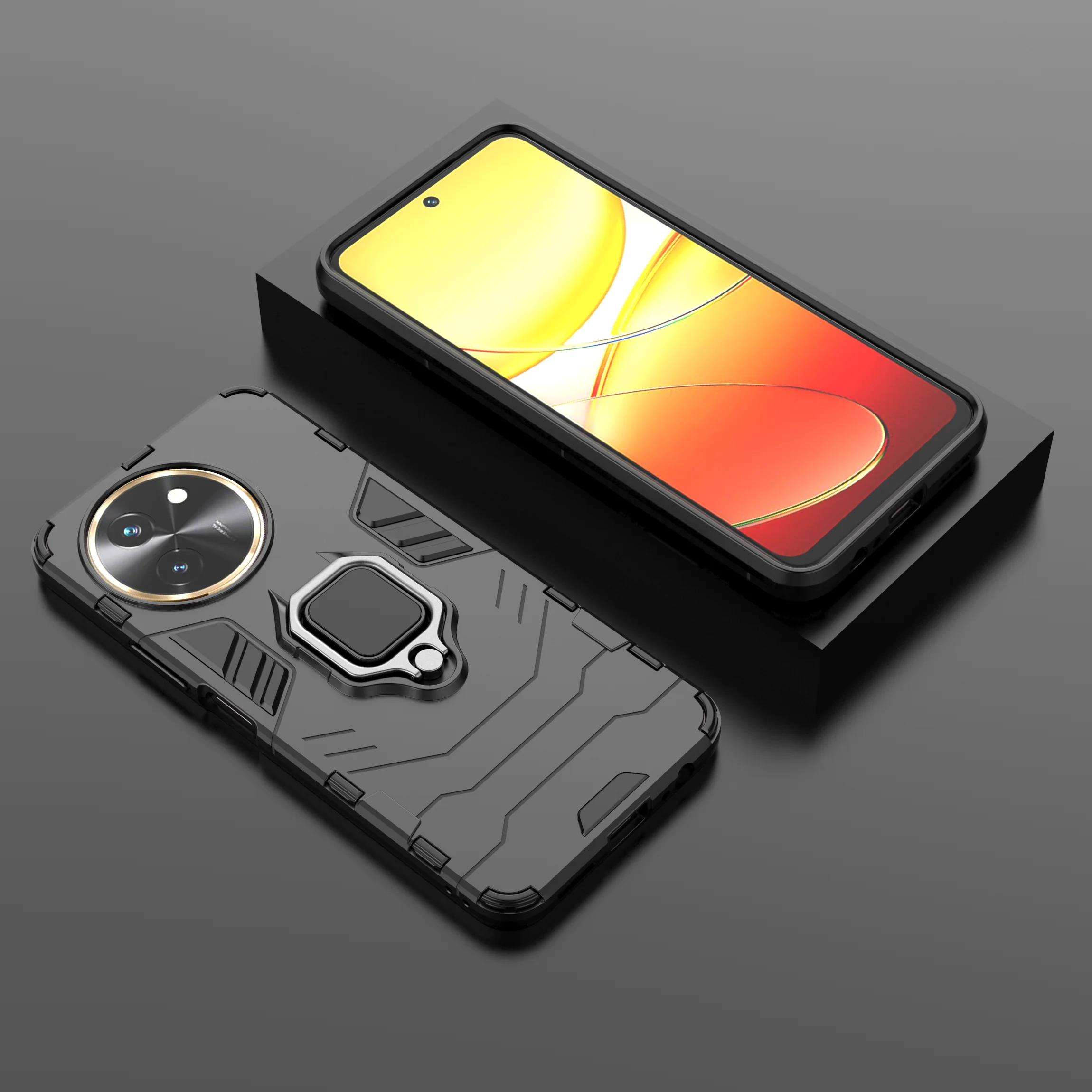 Case for VIVO T3X 5G Shockproof Ring Holder Armor kickstand Cover for VIVO Y38 5G Y200i 4