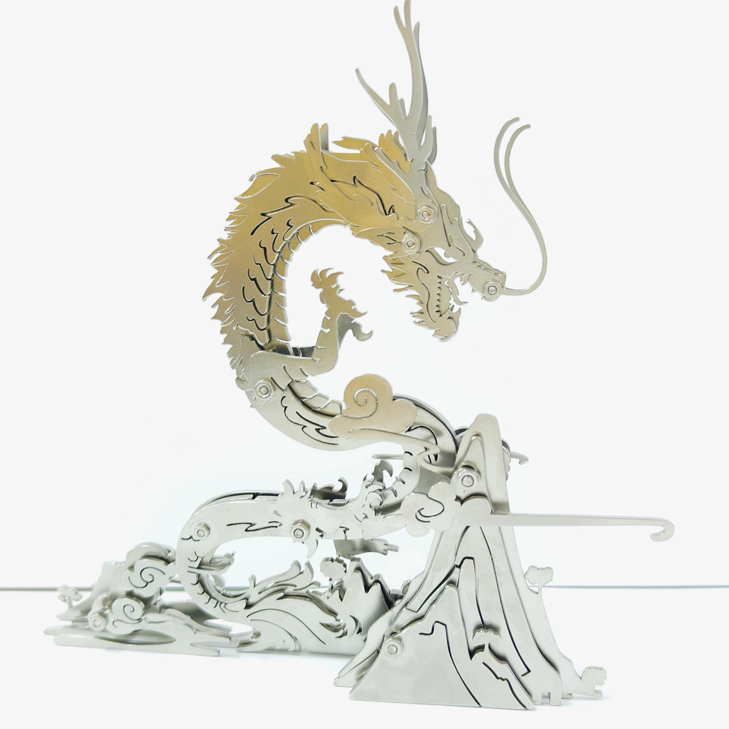Steel MOKR 3D Metal New Puzzle Chinese Dragon Four Great God Beast DIY Gift And Toys Puzzle For Kids Adults Learning Education 5