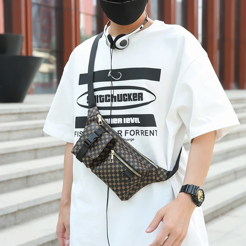 bag for men printed men's shoulder crossbody bag sling waist bag