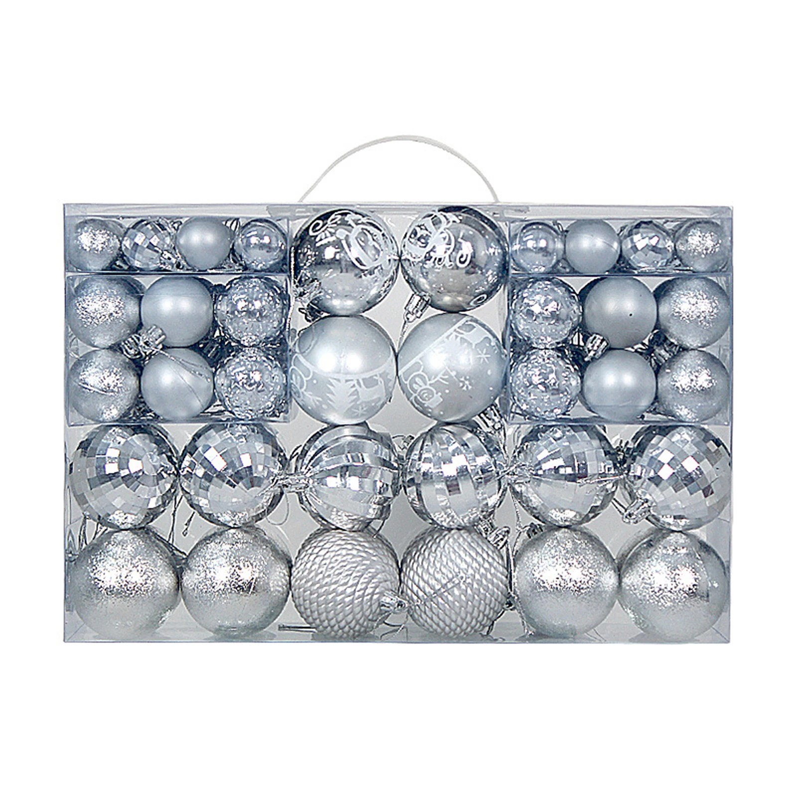 thumbnail image 1 of Adornos de bolas de Navidad, juego de 100 adornos para árbol de Navidad con cuerda para colgar, decoración navideña colgante para fiestas navideñas en casa, 1 of 5