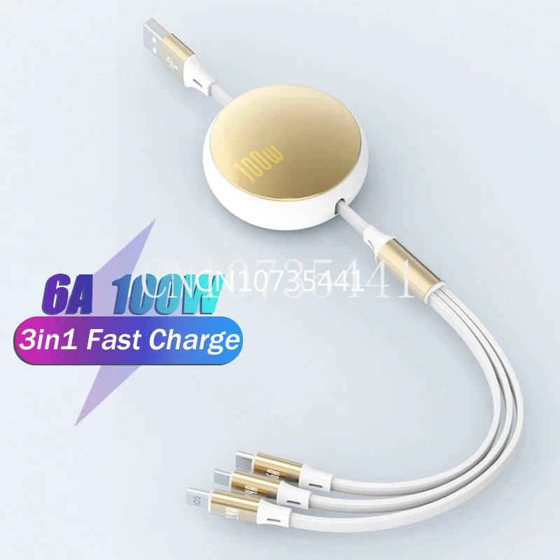 

3in1 Data USB Cable for iPhone Fast Charger Charging Cable For Android phone type c xiaomi huawei Samsung Charger Wire For iPad