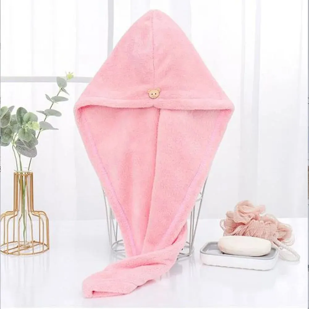 Dry Hair Cap 1pc Solid Color Thickened Quick-dry Hair Drying Cap Super Absorbent Wrapped Head Towel Long Hair Cute Dry Towel