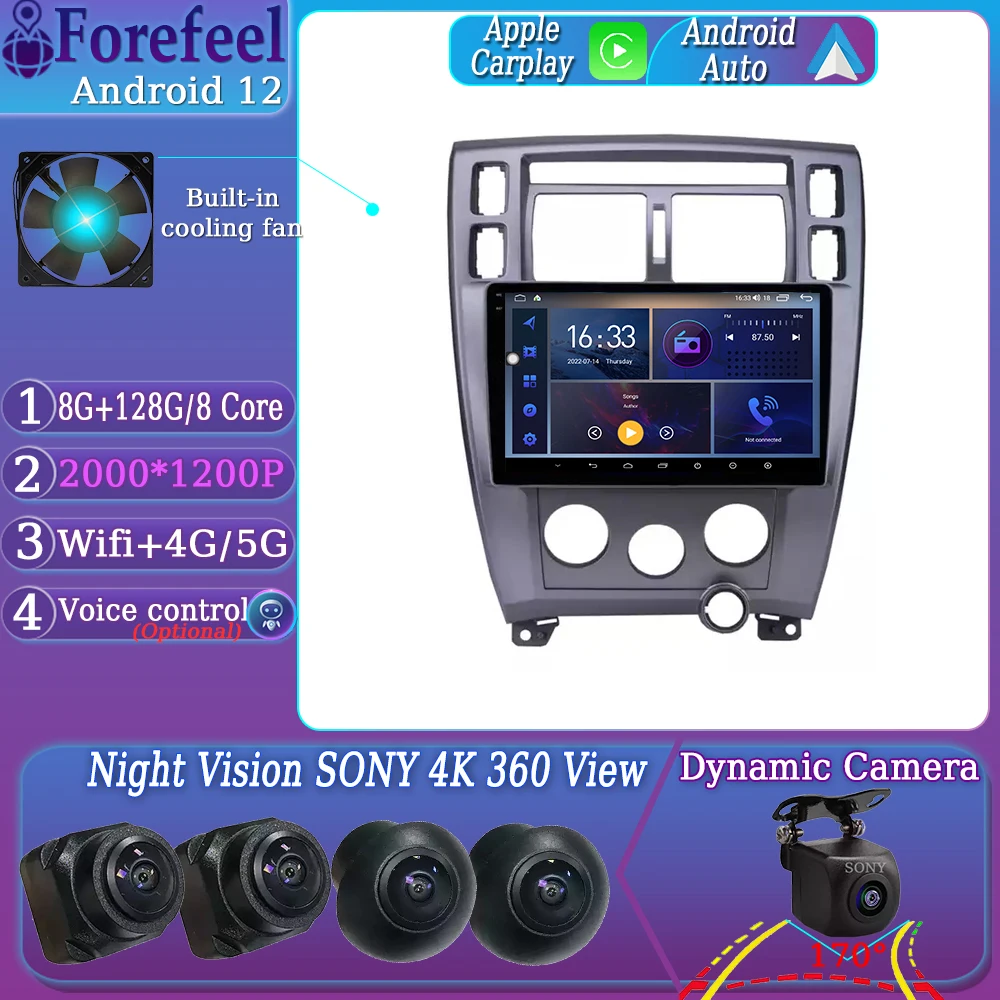 Android12 Per Hyundai Tucson 2006-2012 Monitor Multimediale Per Auto Lettore Autoradio Schermo Tv Veicolo Navigazione Gps Radio Stereo