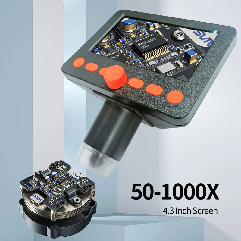 LCD Digital Microscope 4.3 Inch 1080P 1-1000X Magnification Zoom Stereo Microscope Camera with 8 LED Lights for Error Coins 5