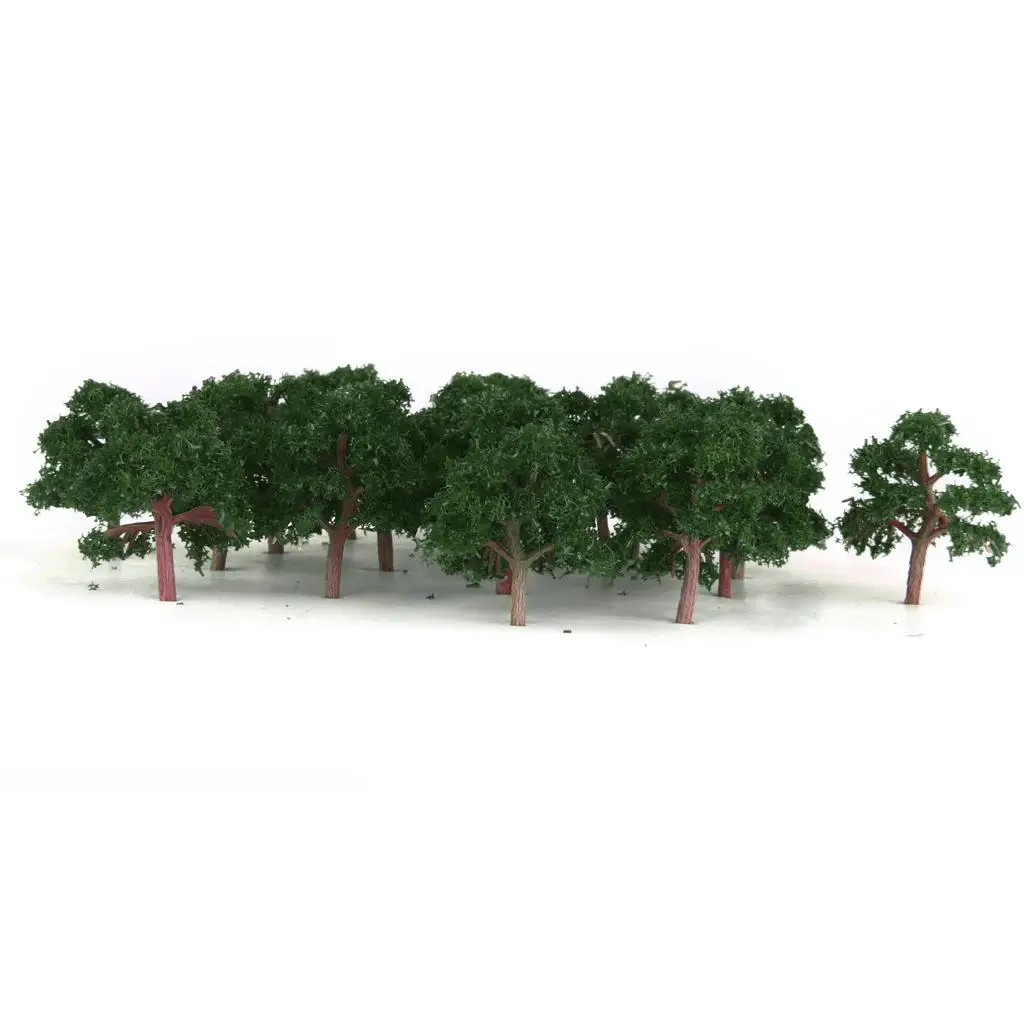 25 Pieces 1/300 Dark Green Tree Model Toy Layout Train Roadway