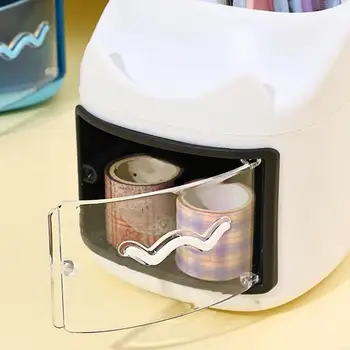 Vassoio da scrivania in plastica con supporto per telefono multifunzionale per pennelli per trucco per tazze