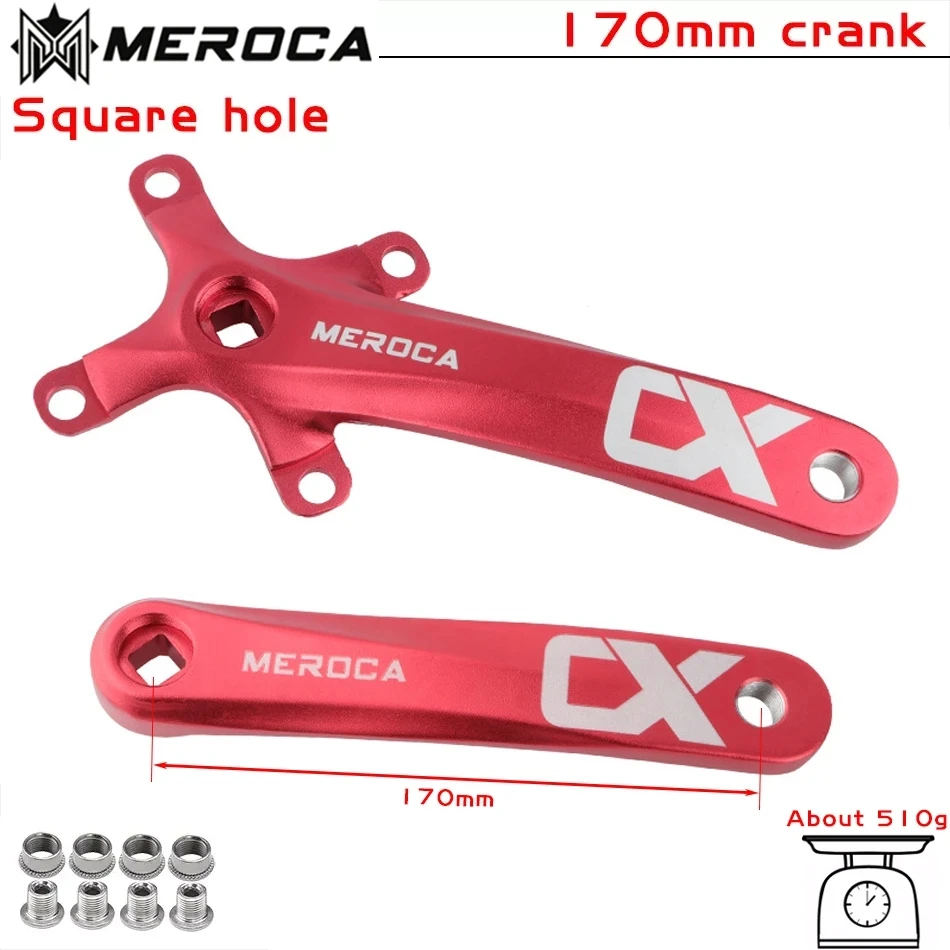 MEROCA CX Crankset Square Hole MTB Cranks 104bcd Aluminum Alloy Mountain Bike Square Crankset 170mm 32/34/36/38/40/42T