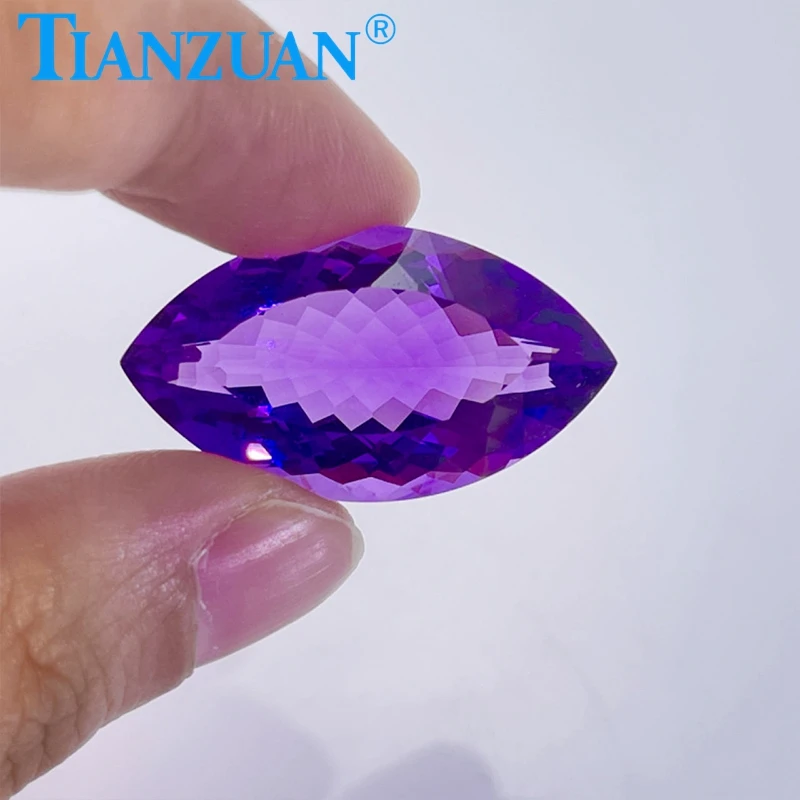 

33.75ct Natural Amethyst Vivid Purple Color Marquise Shape Brilliant Cut Loose Gem Stone with GRC Certified