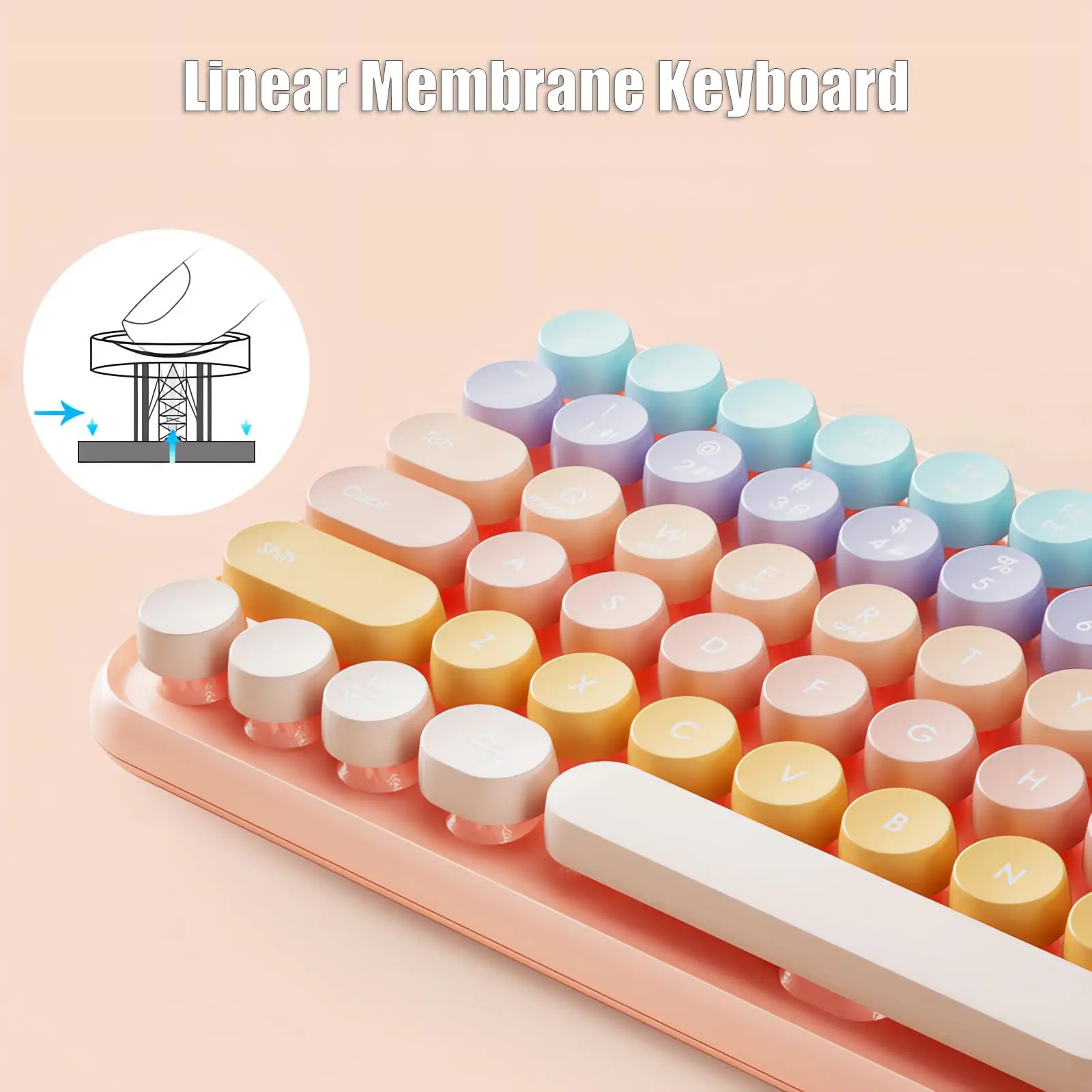 Retro wireless typewriter keyboard for computer desk setup
