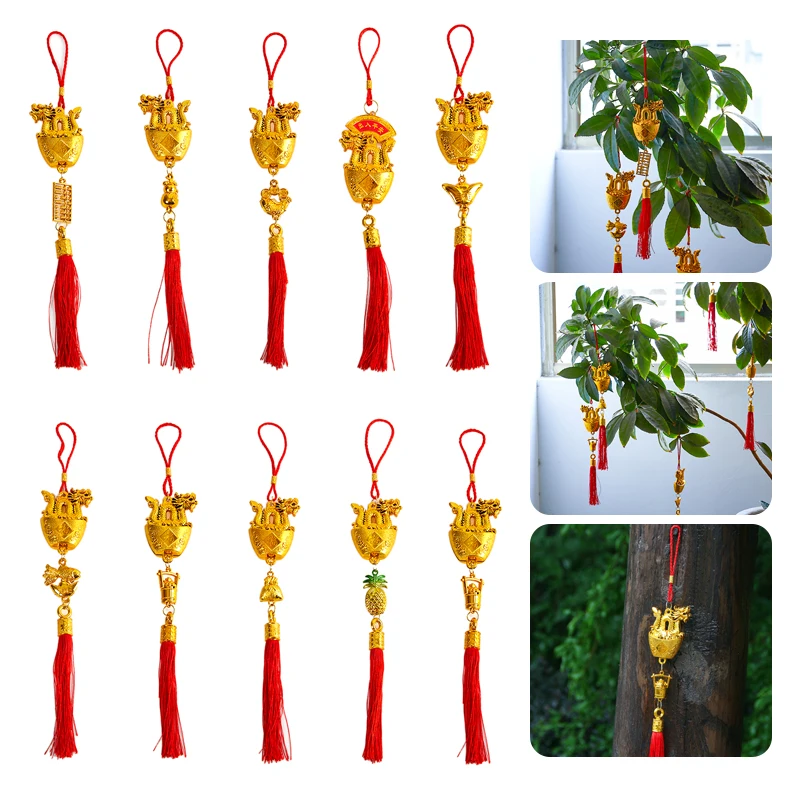 

1Pcs Year of the Dragon Gold-plated Plastic Zodiac Dragon Pendant Lucky Dragon Mascot Hanging Ornaments New Year Gift