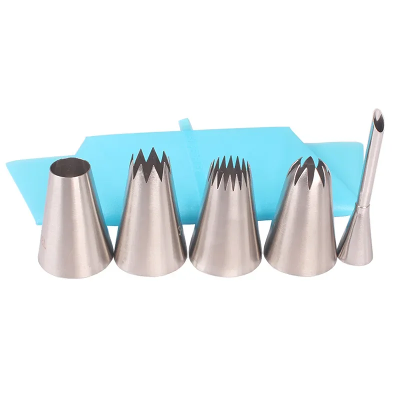 Cake Decorating Nozzle Set Extra Large Puff 6-Piece Set 6PCs Cookie Puff Cream Pastry Nozzle Set Baking Tools cake decorating tip set,cake icing nozzles,baking nozzle set,cake decorating nozzle set