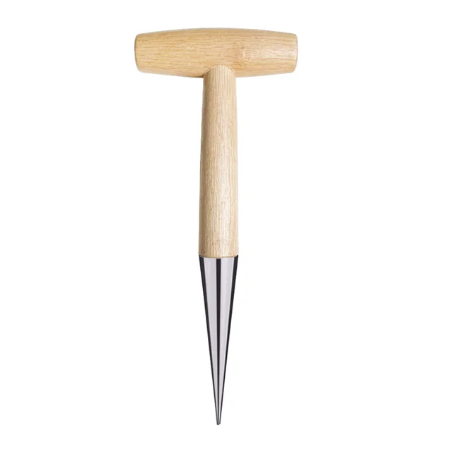 Otthoni Ültetési Szerszámok Lyuk Lyukasztó Kertész Tartós Fa Fogantyú Rozsdamentes Acél Vetőmag Ültetvényes Szerszám Talaj Kerti Kellékek - Image 4