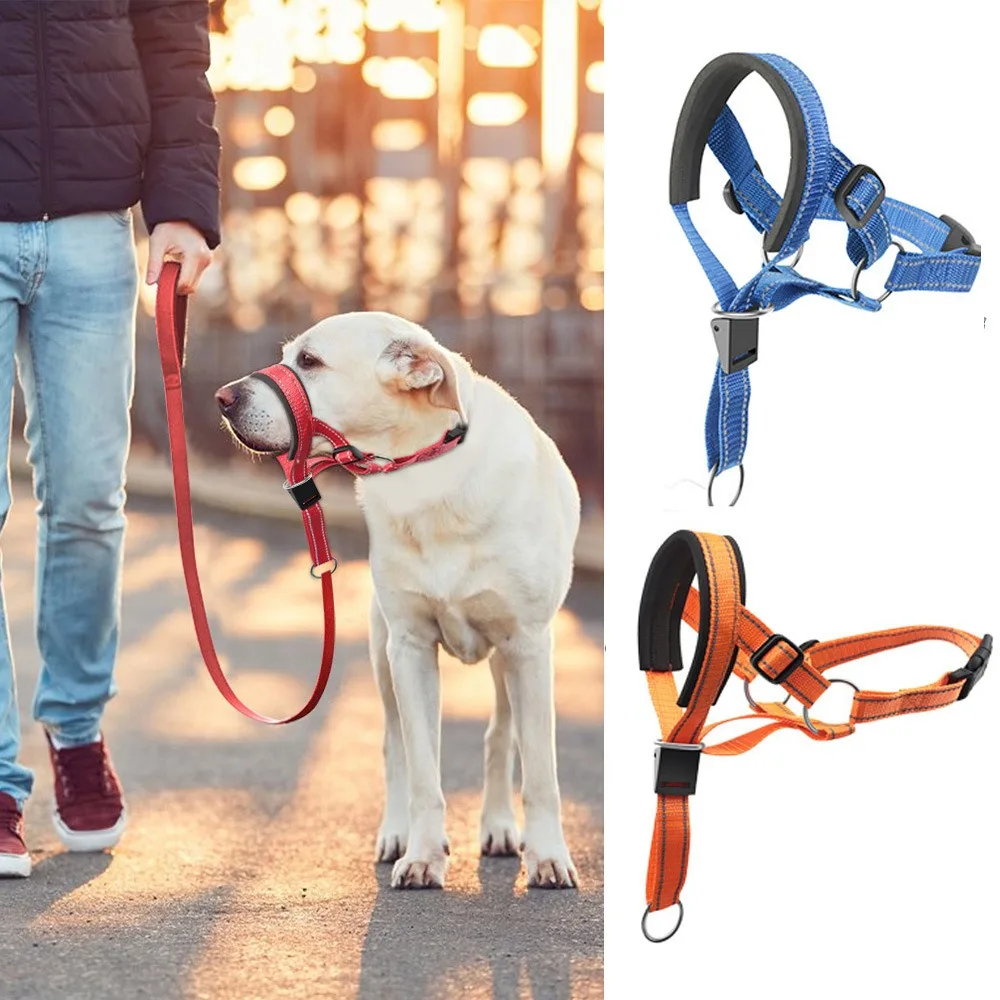Tração cão boca capa treinamento com anel de nariz para controle de motim corda de tração ajustável anti mordida nariz máscara de cabelo trela para animais de estimação