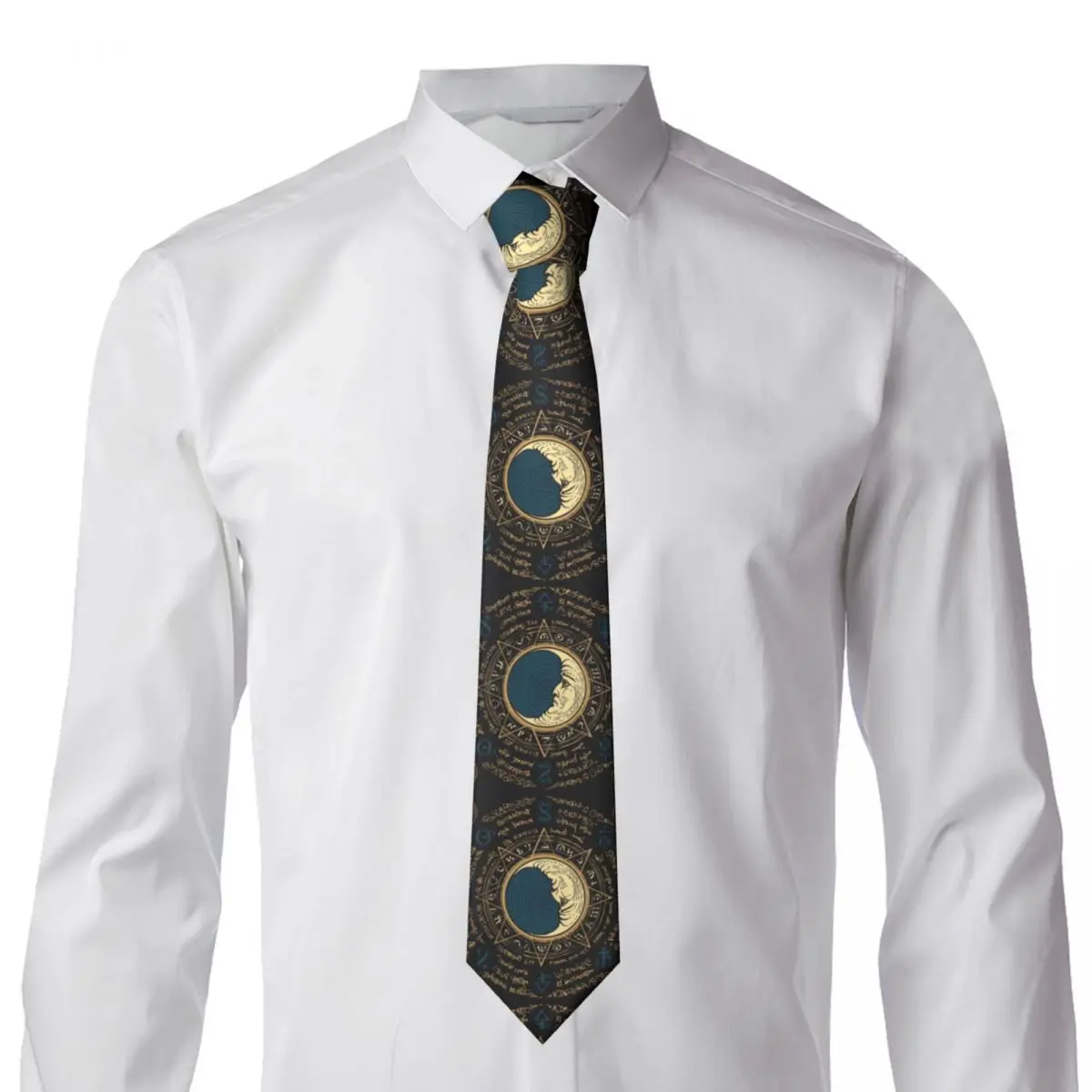 Mens Tie Slim Skinny Moon In An Octagonal Star Necktie Fashion Necktie Free Style Men Tie Party Wedding
