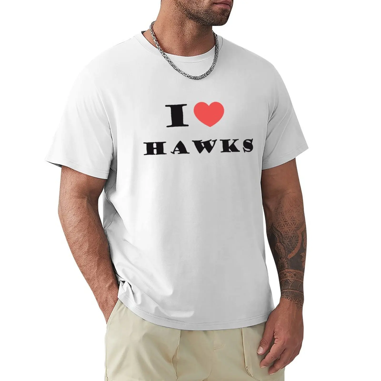 

I LOVE HAWKS. T-shirt sports fans animal prinfor boys mens graphic t-shirts hip hop
