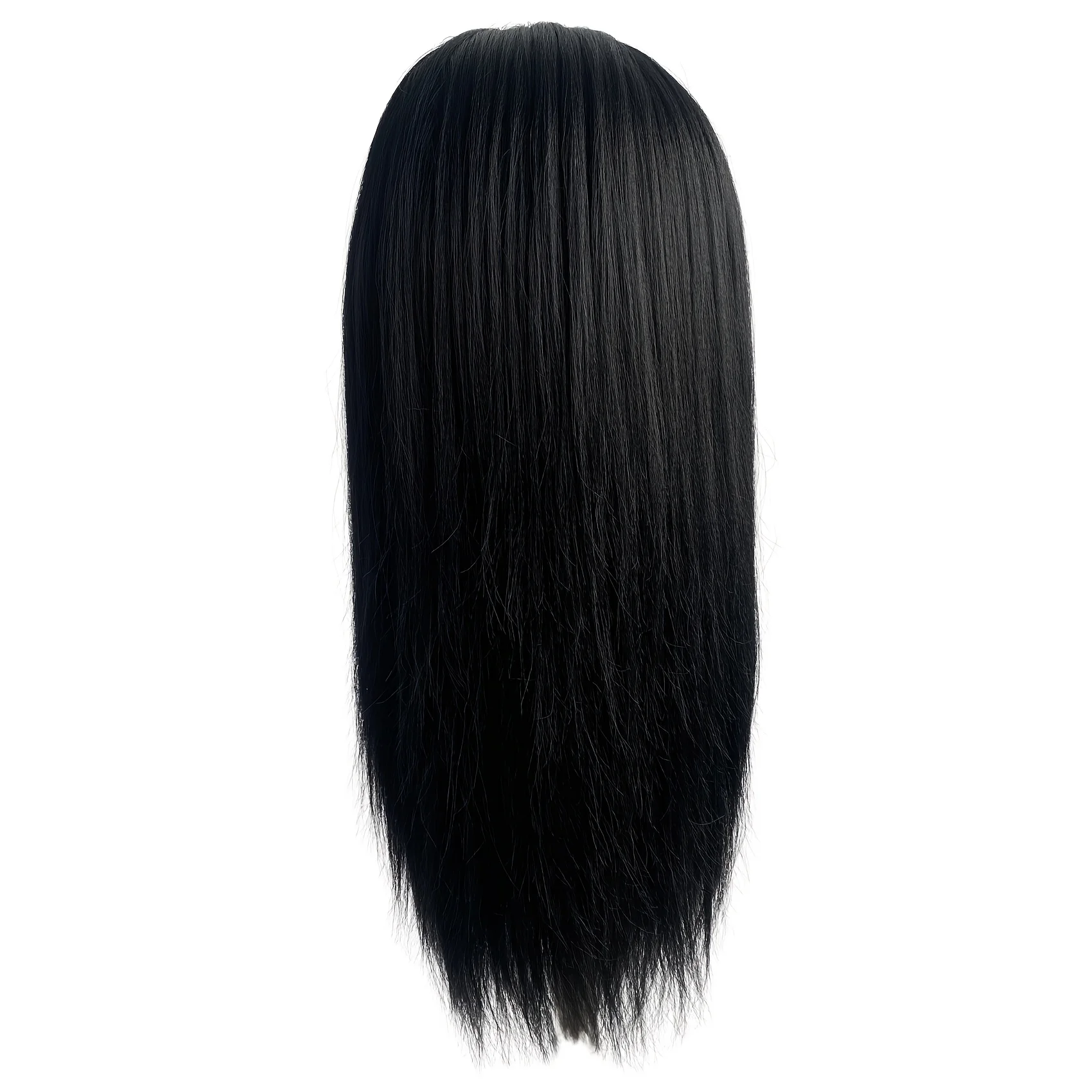 16-Zoll Schwarzer Übungskopf mit Synthetischem Haar für Frisierübungen, Mannequin-Kopf mit Ständer für Haarstyling – Detail 8