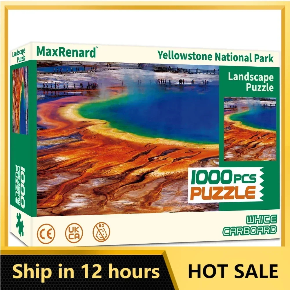 MaxRenard Puzzle 1000 Pieces Yellowstone Natural Pack Landscape Jigsaw Art Puzzles for Adults Games for Home Wall Decoration non contact infrared thermometer wall mounted forehead temperature measurement meter for adults kids
