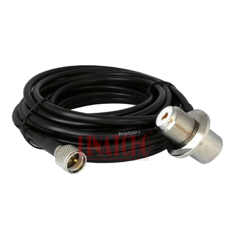 RG58U Right Angle SO239 to MINI UHF Male GM300 Mobile Car Radio Antenna PL259 Extension Cable
