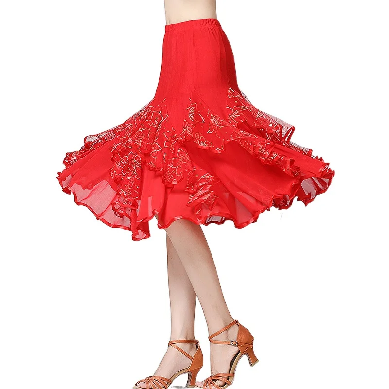 

Latin Skirt Ballroom Dance Skirts Women Latin Tango Modern Dancing Skirts National Standard Waltz Flamenco Competition Dance