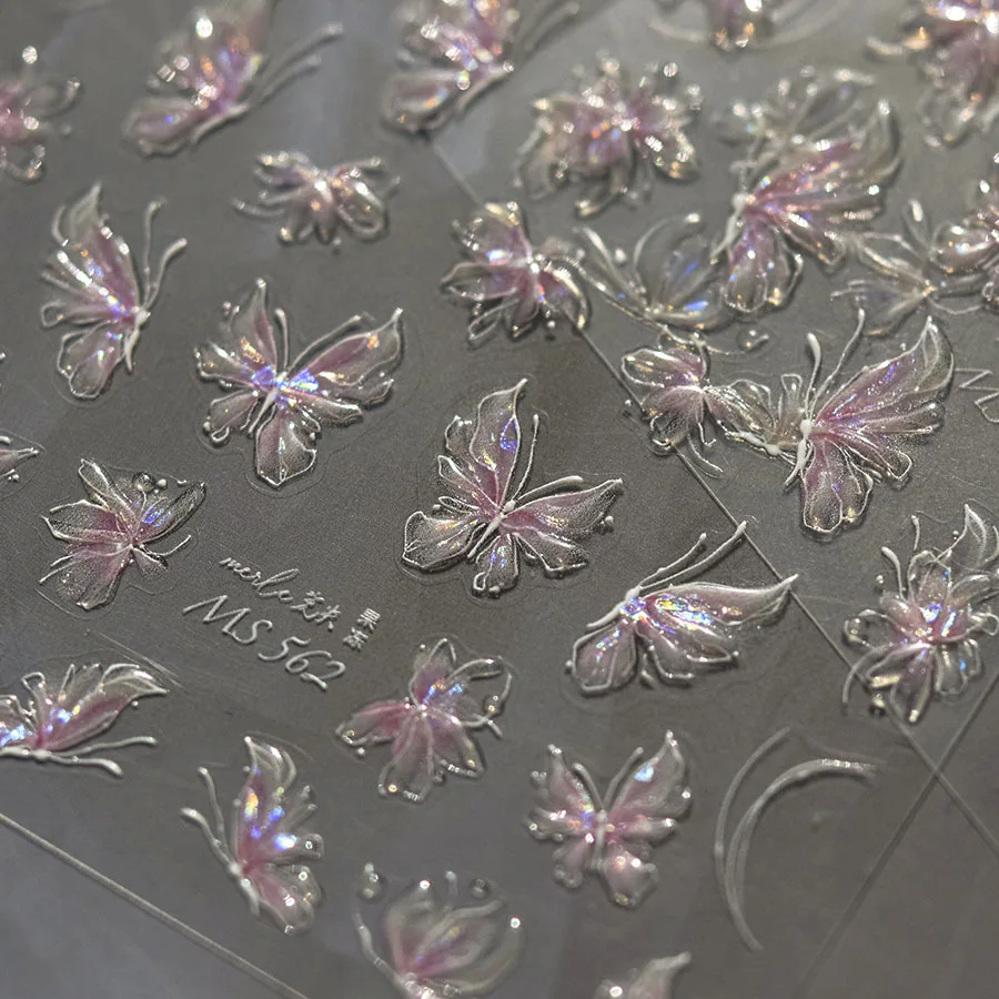 1pcs 5D Luxury Glitter Butterfly Nail Art Stickers Kawaii AB Acrylic Self Adhesive Nail Decorations Slider Decalsc DIY Accessory 3