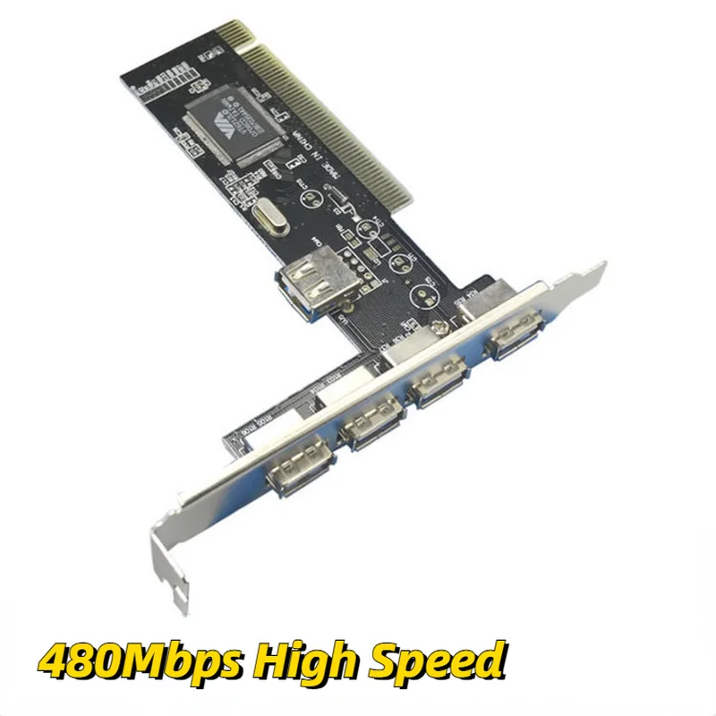 

USB 2.0 4 Port 480Mbps High Speed VIA HUB PCI Controller Card Adapter PCI Cards for Vista Windows ME XP 2000 98 SE Hot Sale