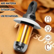 USB-C 충전식 LED 캠핑 랜턴(후크 포함) 경량, 하이킹, 탐사, 낚시 비상 작업용 휴대용 손전등