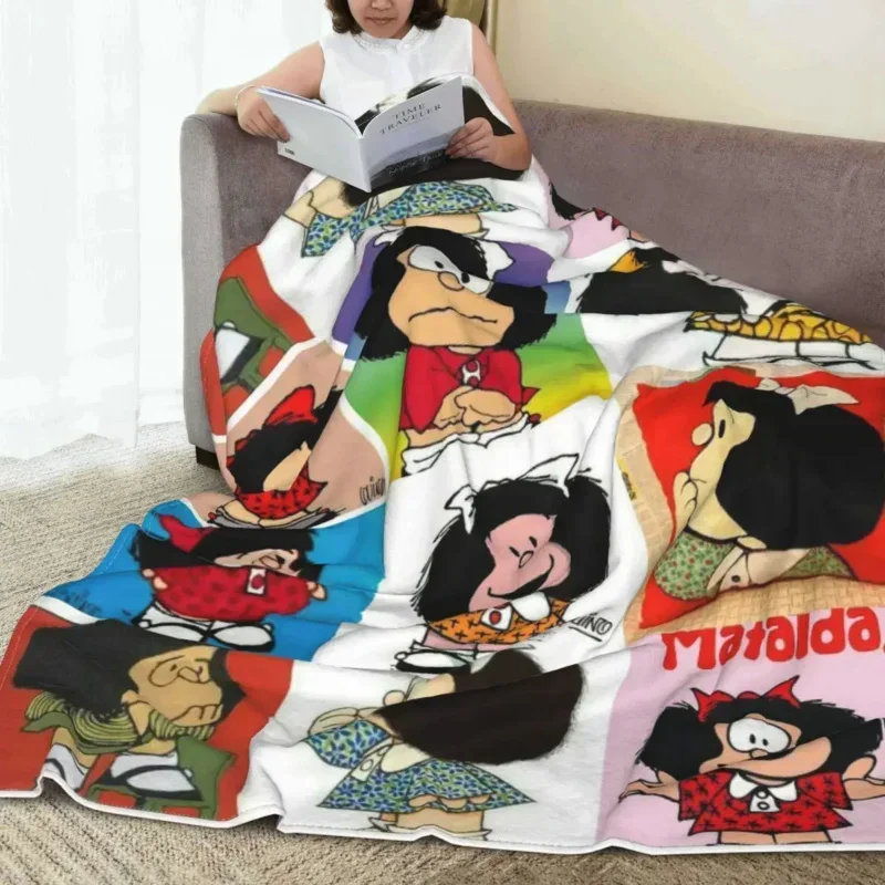 Mafalda Blankets Flannel Summer Air Conditioning Cartoon Anime Throw Blanket for Bed Car Plush Thin Quilt picnic blanket 3