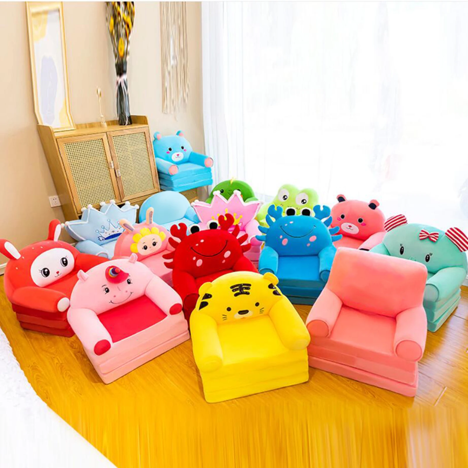 3 Layer Couch Cover Boys Girls Lovely Children Chair Seat Slipcover Foldable Washable Armchair Slipcover Bedroom Home