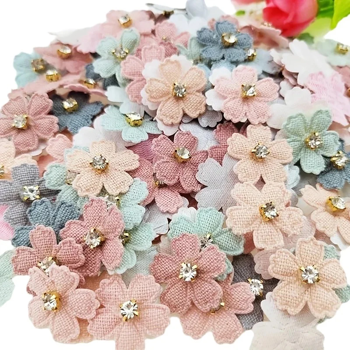A set of 20 small fabric flower patches, perfect for ..