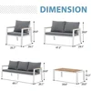 Outdoor 5-Piece Aluminum Conversation Set with Teak Table & Cushion Patio Furniture Sectional Garden Poolside and Backyard 5