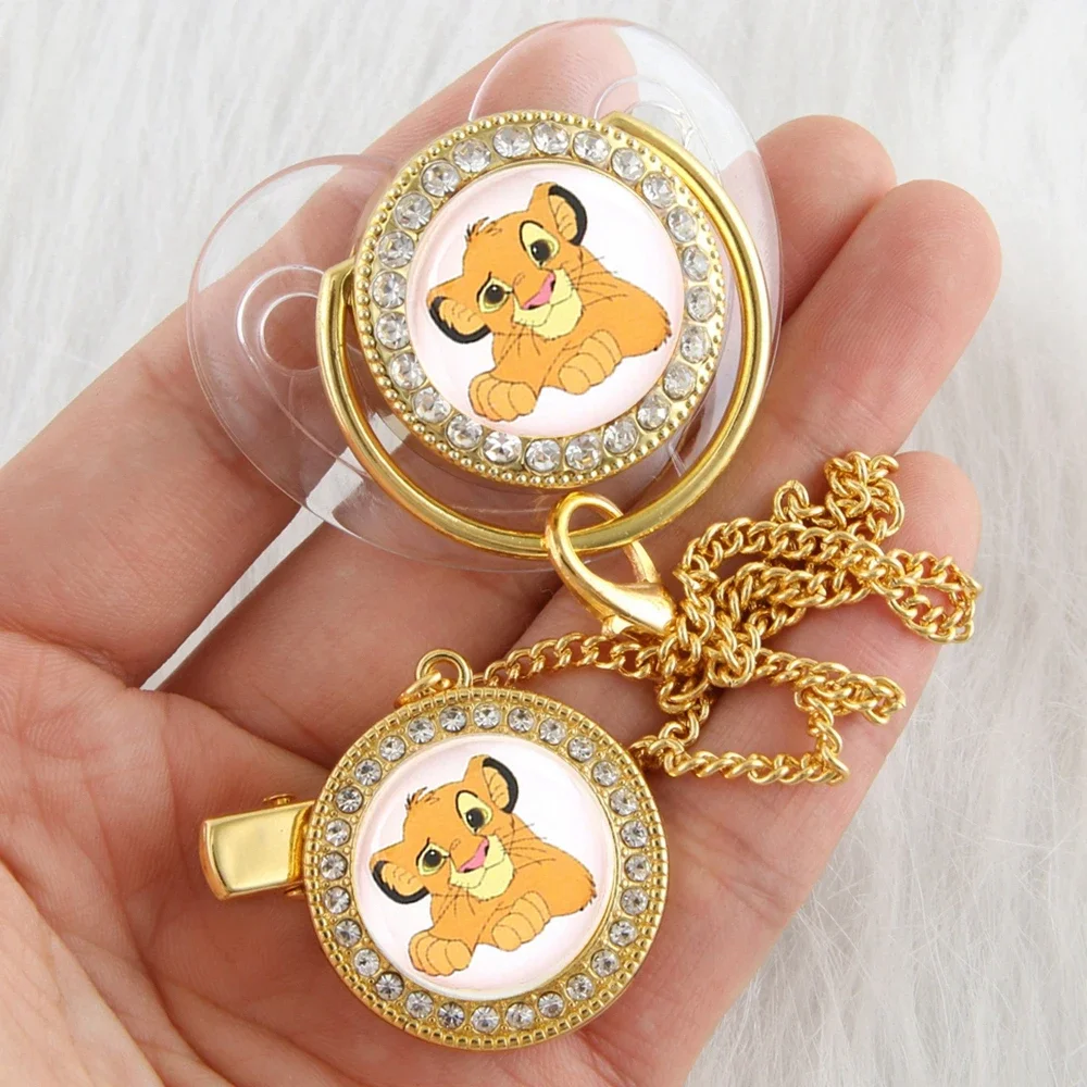 Disney Simba Baby Pacifier with Chain Clip BPA Free Bling Dummy Soother Chupeta 2