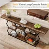 Extra Long Console Table with Shelves, Narrow Sofa Table Behind Couch with Storage, Industrial Entryway Table TV Stand 5