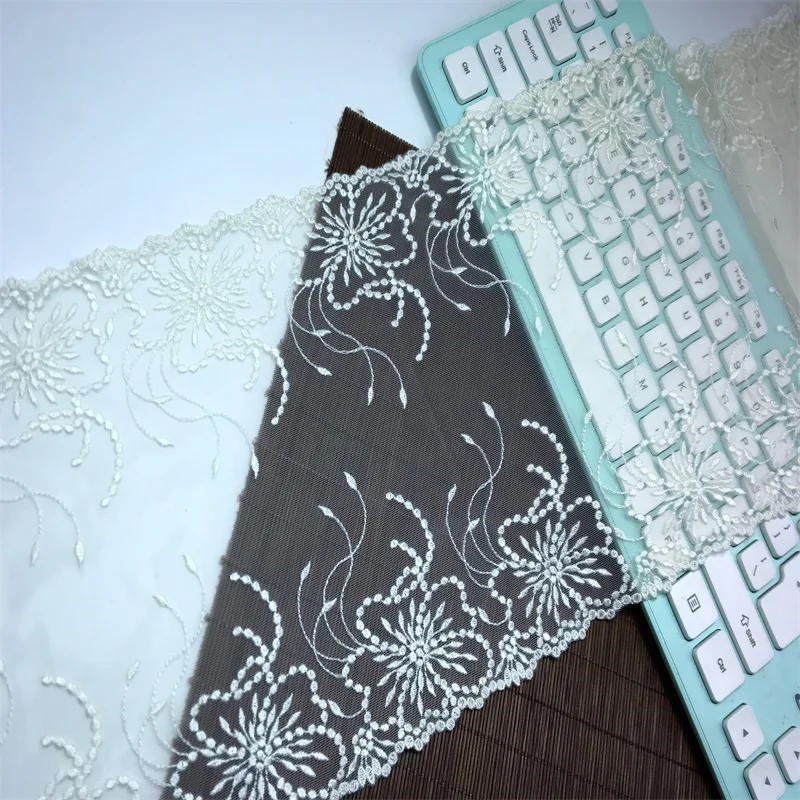 Ivory Embroidered Lace On Ivory Tulle Elke