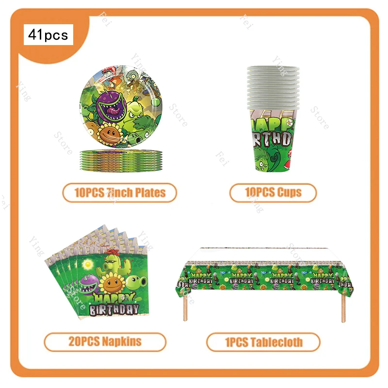 Game P-Plants vs Z-Zombies Birthday Party Disposable Tableware Balloon Background Decoration Children Party Supplies Props Gifts