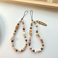 Retro Square Dog Bear Phone Charm CCD Camera Wrist Strap DIY Handmade Beaded Lanyard for Airpods Case 3