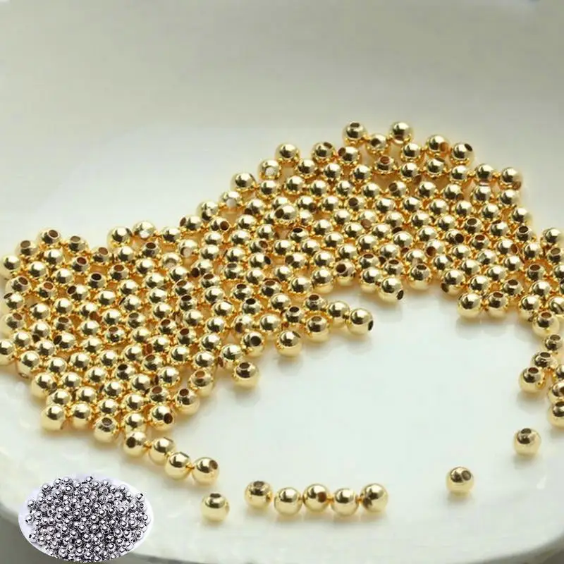 

2MM 2.5MM 4MM 6MM 14K Gold Color Plated Brass Round Ball Beads Spacer Beads Diy Jewelry Findings Accessories Wholesale