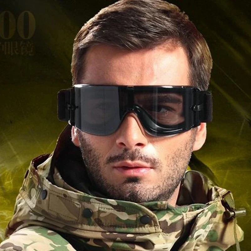 Tactical Goggles with 3 Lenses Paintball Airsoft Hunting Sunglasses Combat Tactical Hiking Glasses