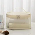 Single layer mesh cosmetic bag-beige