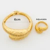 Cuff Bangle and Ring Jewelry Set for Dubai African 18k Gold Color Hand Bracelet Cocktail Ring Jewelry Set for Weddings Bride 5