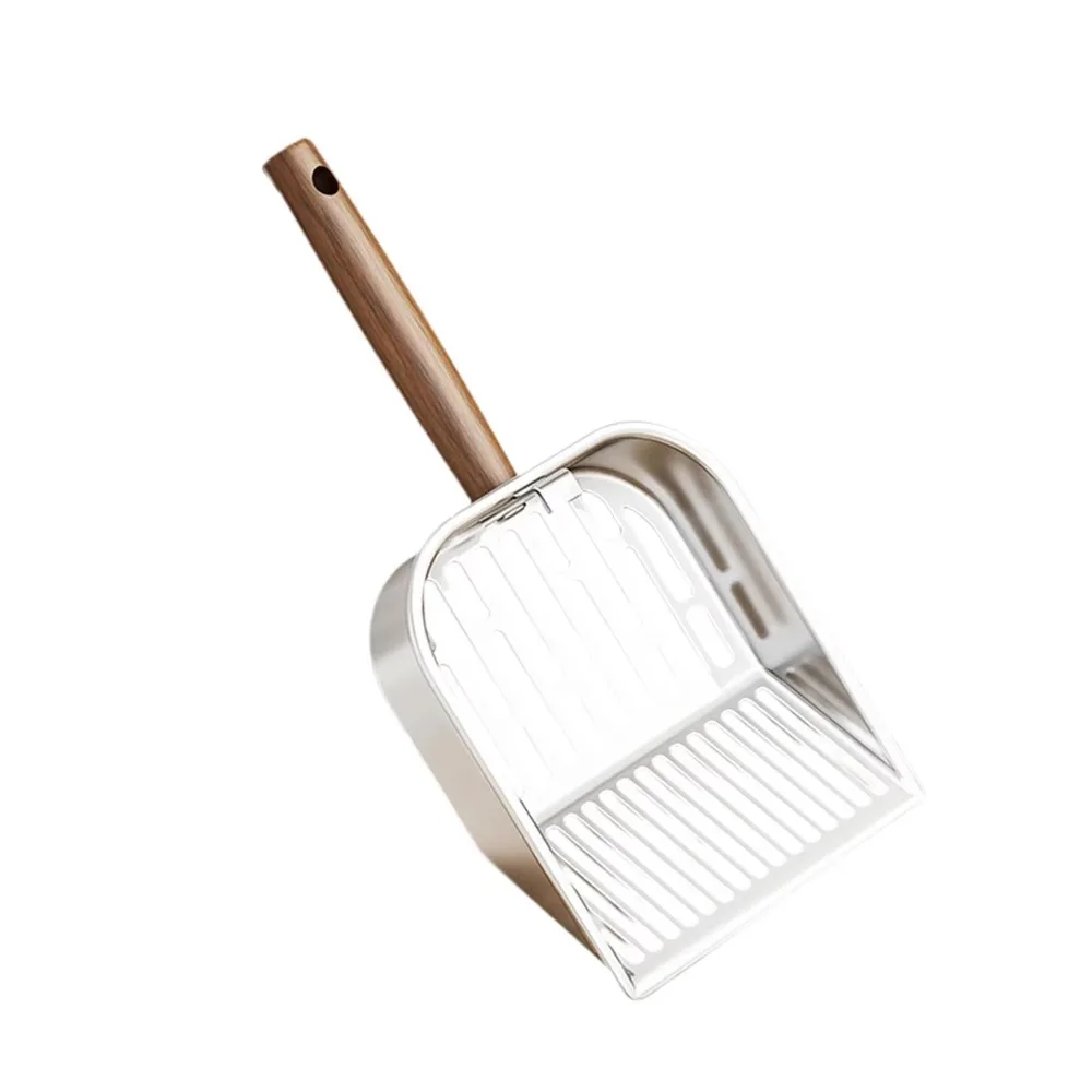 Stainless Steel Cat Litter Scoop Long Handled Hollow Design Pet Waste Picker Wooden Handle Easy Clean Waste Removal Sifting Tool Stainless Steel Cat Litter Scoop Long Handled Hollow Design Pet Waste Picker Wooden Handle Easy Clean Waste Removal Sifting Tool
