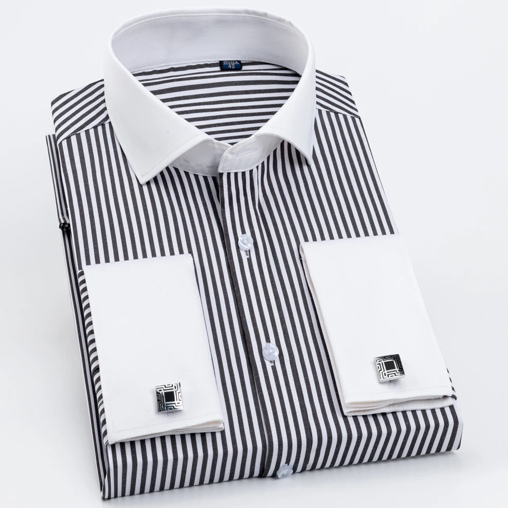 Chemise Homme à Rayures Fines - Manches Longues - Coupe Ajustée - Lin - Style Décontracté élégant