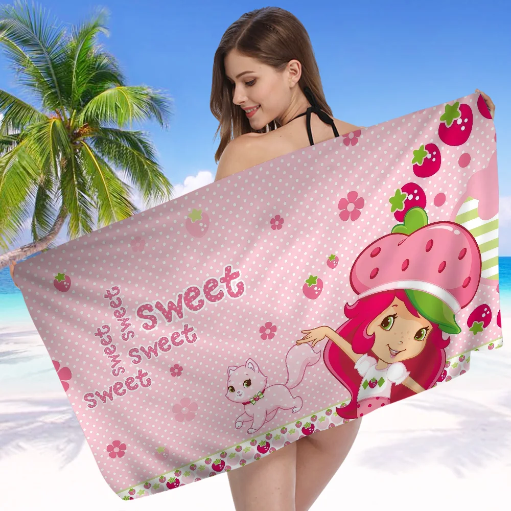 Strawberry Shortcake Microfiber Blanket Quick Drying Beach Towels Oversized Printing Super Absorbent Pool Towel Blanket 5