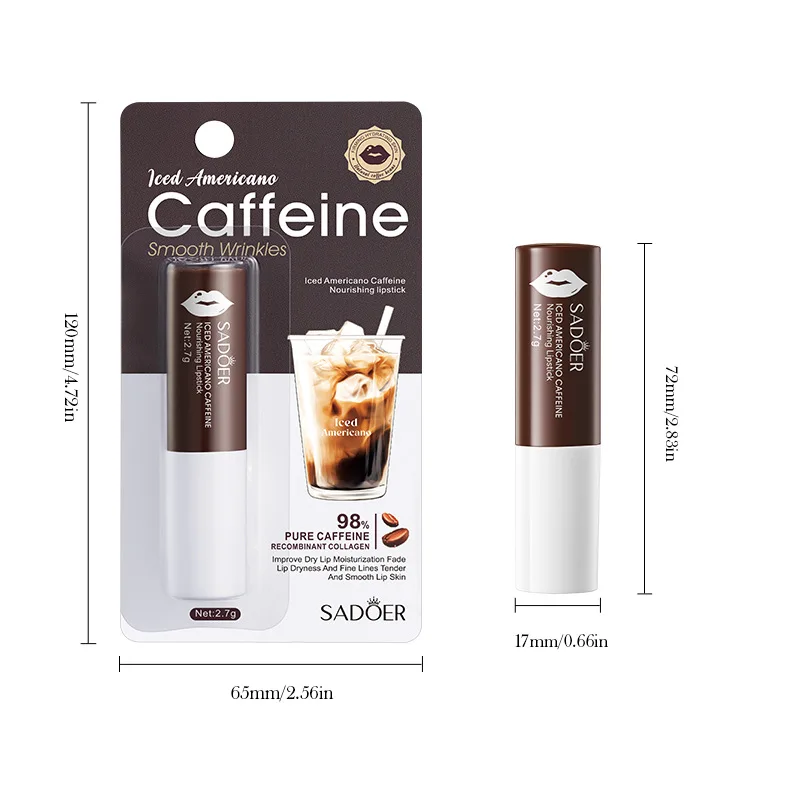 SADOER Caffeine Moisturizing Lipstick Anti Cracking Plump Lips Hydrating Brightening Nourishing Lip Balm Lip Lip Plumper