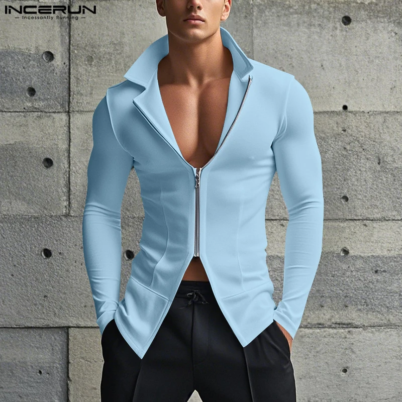 INCERUN بلايز 2025 النمط الأمريكي موضة الرجال خط ا...