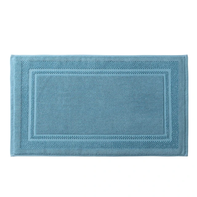 White Classic Luxury Bath Mat Floor Towel Set - Absorbent Cotton Hotel Spa  Shower/Bathtub Mats [Not a Bathroom Rug] 22x34 | 2 Pack | Light Blue