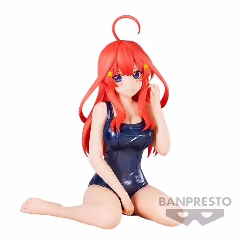 Qiancc The Quintessential Quintuplets Figures Anime Kneeling Figure Nakano Miku Action Figure School Swimsuit Style Model Statue Ornament Decoration 12cm