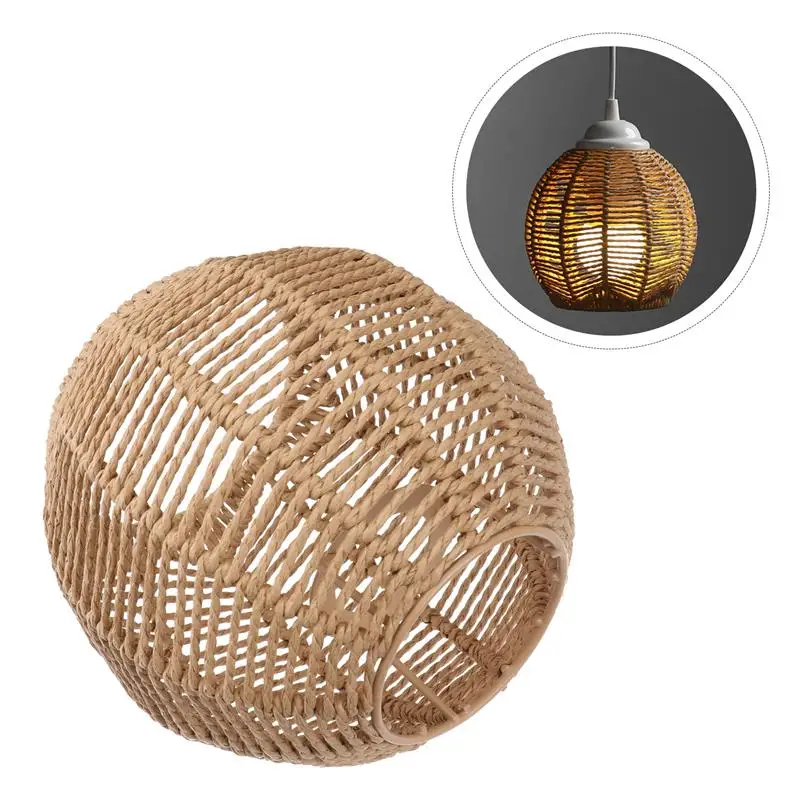 

Lamp Shade Lampshade Light Weave Ceiling Fixtures Table Pendant Chandelier Rattan Rope Fixture Woven Wicker Cover Weaving Rustic